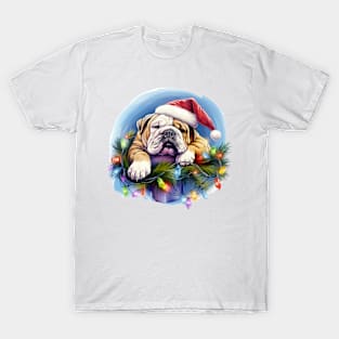 Lazy Bulldog at Christmas T-Shirt